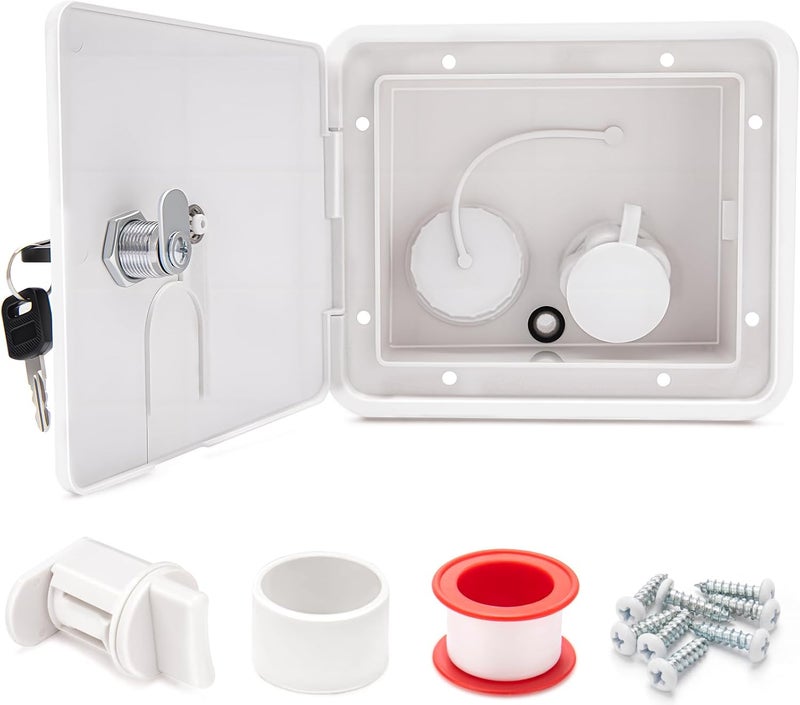 9TH SHOP Gravity/City Water Inlet Hatch, White Gravity City Water Hatch Fill Dish Lock Keys RV Trailer - Image 1